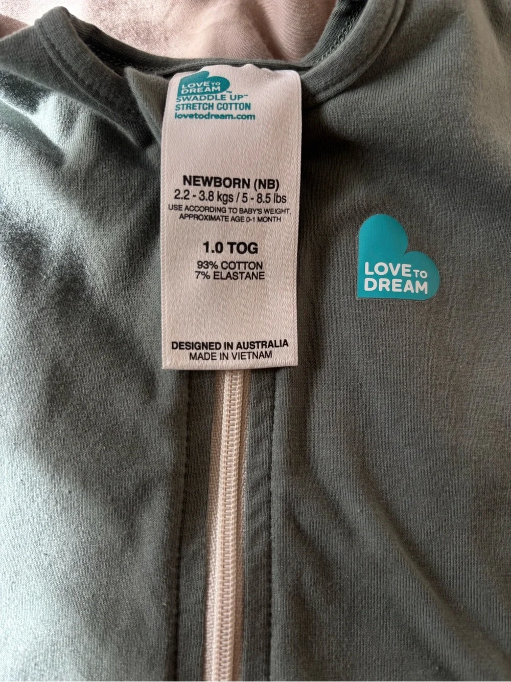 Love to Dream Green Zip-Front Swaddle Sleep Sack
